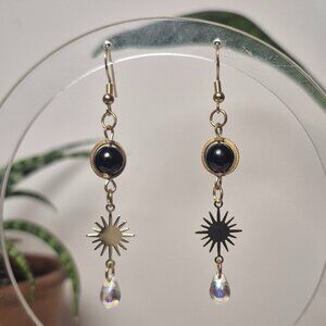 Obsidian Sun Celestial Earrings